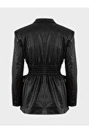 کمر و ژاکت چرمی بافندگی وگان را بنشینید - سیاه-thumb