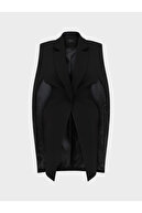 کت شنل شیک طرح ویژه کرپ ساتن براق - مشکی-thumb