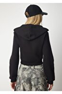 مشکی ، 100 ٪ پنبه ، زیپ 3 تاپ زراعی Cardigan Hooded-thumb