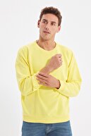 TRENDYOL MAN Sarı Erkek Oversize Fit Sweatshirt TMNAW22SW0612