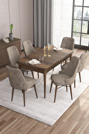 WALNUT TABLE,CAPPUCCINO CHAIR