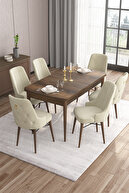 WALNUT TABLE,CREAM CHAIR
