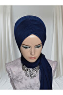 شال سودا آبی دریایی سبک ، حجاب آماده ، حجاب آماده ، شال لباس شب-thumb