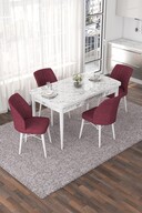 Table White Chairs Burgundy