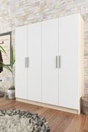 کمد لباس 4 دری سونومو سفید میلانو Ae-1059 با 11 قفسه و 2 چوب لباسی-thumb