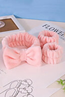 دستبند صورتی مخمل خواب دار + آرایش و تنظیم نوار حمام-thumb