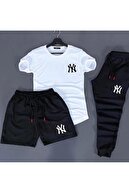 ترکیبی از لباس‌های ورزشی تابستانی یونیسکس سفید-مشکی چاپ نیویورک-thumb