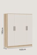 کمد لباس 4 دری سونومو سفید میلانو Ae-1059 با 11 قفسه و 2 چوب لباسی-thumb