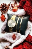 2 akda bracelets + wristwatch gold color