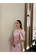 لباس رودخانه ساتن صورتی ساتن اندازه میدی-thumb