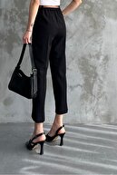 شلوار پارچه ای فصلی کمربند دار باریک زنانه مشکی-thumb