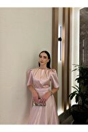 لباس رودخانه ساتن صورتی ساتن اندازه میدی-thumb