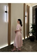 لباس رودخانه ساتن صورتی ساتن اندازه میدی-thumb