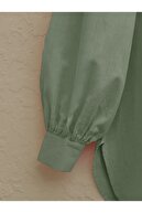 پیراهن آستین بادکنکی کتان خام با منگوله های گیپور -Çağla Y.-thumb