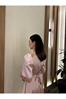 لباس رودخانه ساتن صورتی ساتن اندازه میدی-thumb