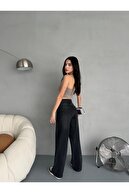 شلوار جین Palazzo Vintage با جلوه کم رنگ دور کمر زنانه-thumb