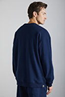 سویشرت مردانه آدامز با بافت گرم پنبه ای ارگانیک با تناسب معمولی آبی سرمه ای با آستر پشمی-thumb