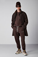 ست لباس ورزشی مردانه مارشال نخی قهوه ای رنگی با داخل پشمی و گلدوزی-thumb