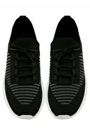 Dogo Kalın Taban Bağcıklı Günlük Rahat Siyah Sneaker Knity Sneaker Black