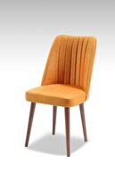 Mymassa Polo Sandalye Sarı - Ahşap Ceviz Ayak - Mutfak Sandalyesi