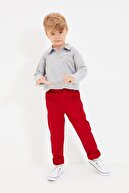 TRENDYOLKIDS Kırmızı Beli Lastikli Erkek Çocuk Dokuma Pantolon TKDAW22PL0250