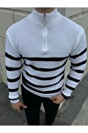 ژاکت بافتنی یقه نیمه زیپ دار مردانه-thumb