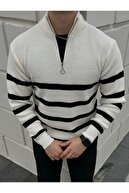 ژاکت بافتنی یقه نیمه زیپ دار مردانه-thumb