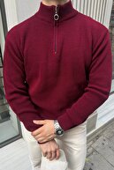 ژاکت بافتنی یقه نیمه زیپ دار مردانه-thumb