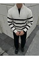 ژاکت بافتنی یقه نیمه زیپ دار مردانه-thumb