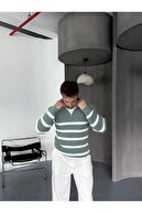 ژاکت بافتنی یقه نیمه زیپ دار مردانه-thumb