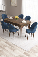 Table Baroque Wooden Chair Navy Blue