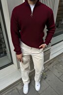 ژاکت بافتنی یقه نیمه زیپ دار مردانه-thumb