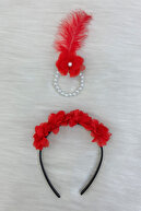 مچ بند عروس قرمز و تاج عروس (پلاستیک) مهمانی لیسانس شبانه حنا ، عروس 20 قطعه-thumb