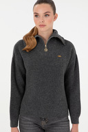 پلیور زنانه آنتراسیت ملانژ زیپ دار 50297086-VR081-thumb