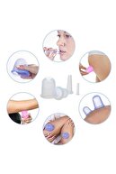 ست لیوان سیلیکونی بدن و صورت 5 تکه کاپ ماساژ ست جامدادی صورتی - حجامت صورت آبی-thumb