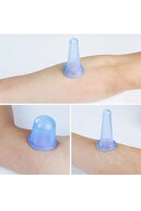 ست لیوان سیلیکونی بدن و صورت 5 تکه کاپ ماساژ ست جامدادی صورتی - حجامت صورت آبی-thumb