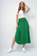 دامن دور کمر برش نامتقارن سبز زنانه ALC-X5001-thumb