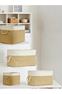 3 تکه کابینت جوت سایز متوسط ​​لباسشویی اتاق کودک سازمان دهنده اسباب بازی سبد ذخیره سازی تاشو-thumb