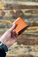 کیف پول نارنجی چرم اصل - جای کارت مکانیزم محافظت شده RFID | کیف پول شیک با جعبه کادو | پسکول-thumb
