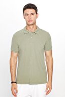 تی شرت یقه پولو یقه خاکی پیکه ساده پارچه ای با بافت نرم با بافت نرم نخی با بافت باریک مردانه-thumb