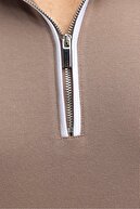 برش باریک باریک مردان برش 100 ٪ پنبه مسطح Pipper Zipper Collo T -shirt-thumb