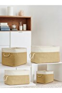 3 تکه کابینت جوت سایز متوسط ​​لباسشویی اتاق کودک سازمان دهنده اسباب بازی سبد ذخیره سازی تاشو-thumb