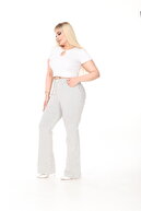 تروتتر اسپانیایی Lycra Striped Woman شلوار شلوار جین اندازه بزرگ.-thumb