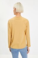 TRENDYOLMİLLA Camel Uzun Kollu Dik Yaka Basic Örme T-Shirt TWOAW20TS0233