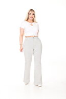 تروتتر اسپانیایی Lycra Striped Woman شلوار شلوار جین اندازه بزرگ.-thumb