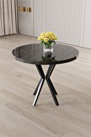 Table Black Marble Pattern Feet Black