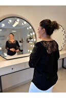 یقه توری سیاه به علاوه بلوز اندازه-thumb