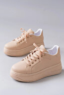 کفش کتانی زنانه با بند بلند لوک - بژ-thumb