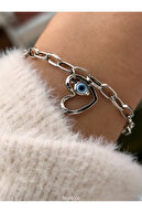 ساعت مچی + دستبند تضمینی ضد آب بند استیل نقره ای رنگ-thumb