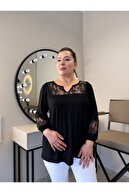 یقه توری سیاه به علاوه بلوز اندازه-thumb